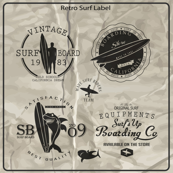 Elementos de surf Vintage
 - Vector, Imagen