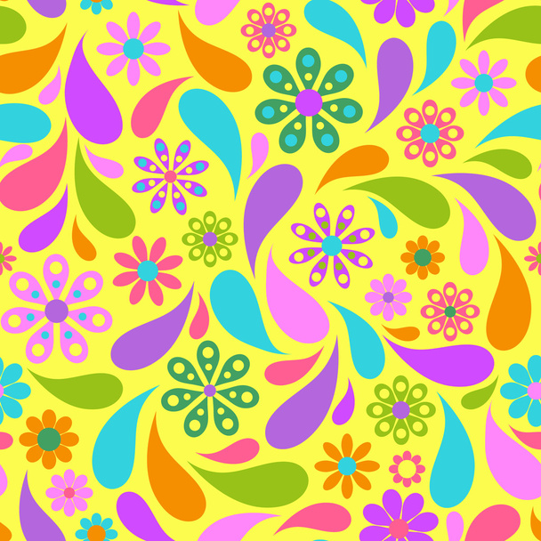 Colorful flower on yellow background. - Vector, Image