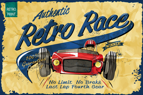 Плакат для печати старинных гонок
 - Вектор,изображение