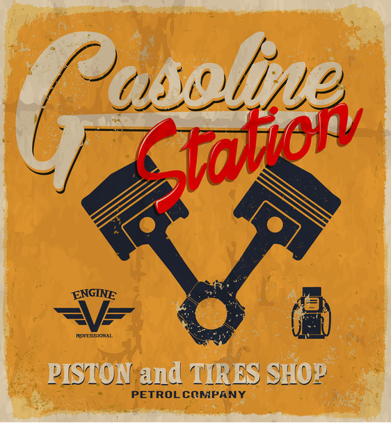 Placa de posto de gasolina retro Grunge
 - Vetor, Imagem