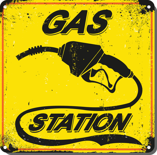 Grunge retro gas station sign - Vector, Image
