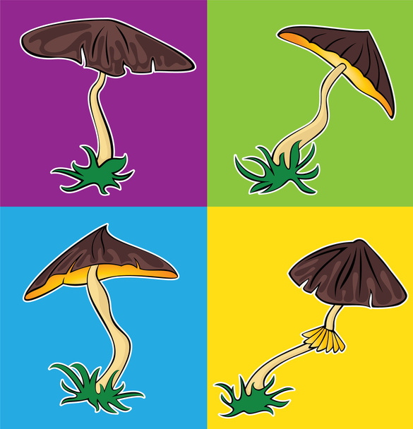 cartoon brown amanita mushroom vector illustration  - Vector, Image
