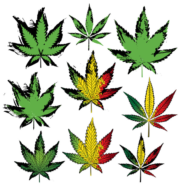 marihuana-cannabis blad grungy ontwerp vectorillustratie - Vector, afbeelding