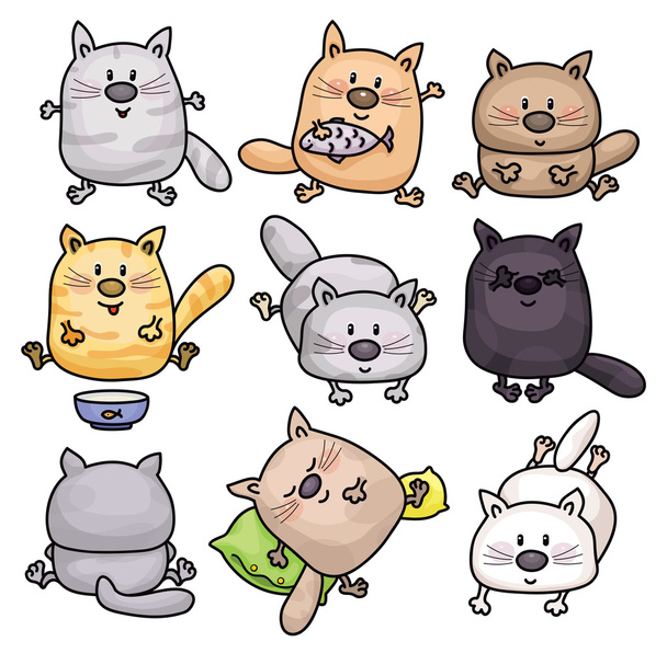 Lindo dibujos animados gatos
 - Vector, imagen
