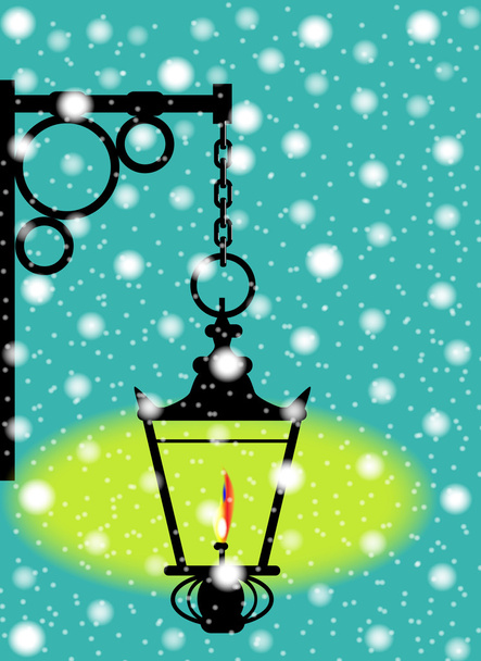 lámpara en la nieve - Vector, Imagen