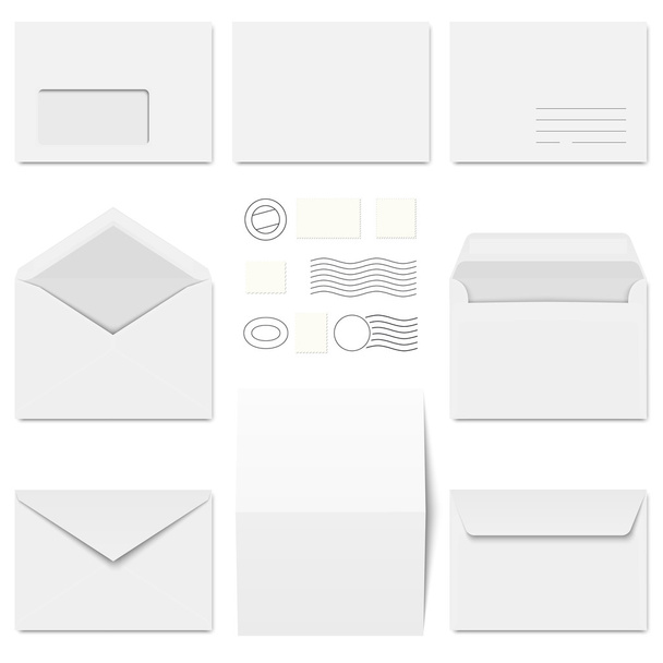 collection envelopes, stationery and postmarks - Vector, Image