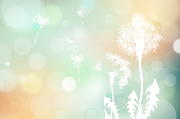 Faded dandelions silhouette and blurred background - Vector, Image