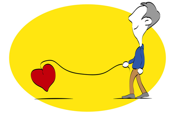 dessin animé d'un homme suivant son cœur
 - Vecteur, image