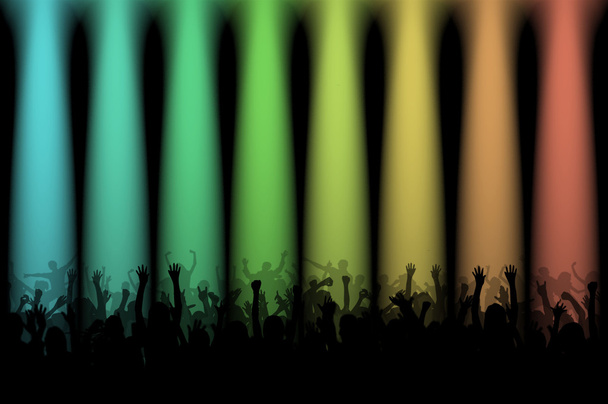 renkli ışıklar konserinde insan siluetleri - Fotoğraf, Görsel