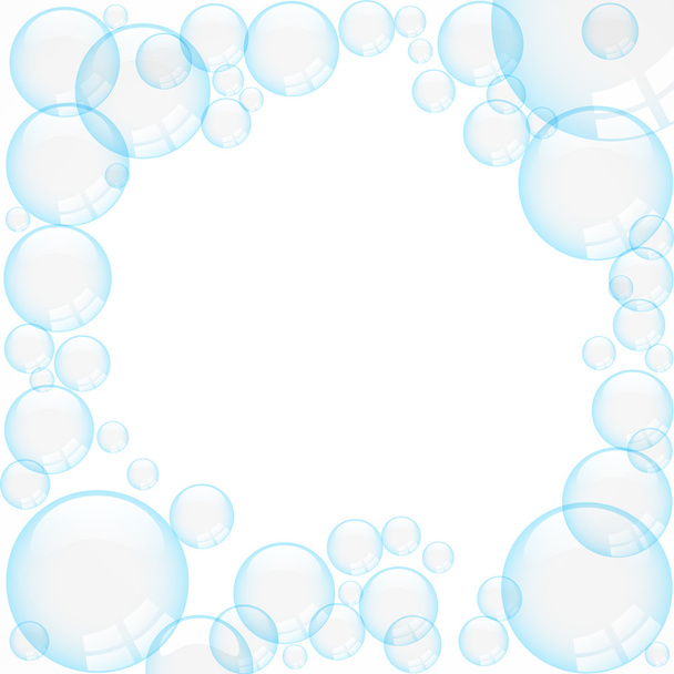 blaue Blasen auf weißem Grund - Vektor, Bild