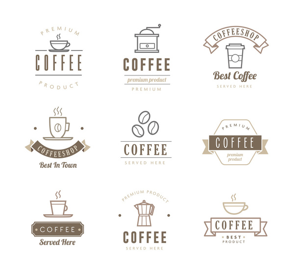 Иконки для кофе - этикетки
 - Вектор,изображение