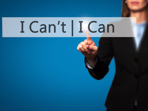 I Can I Can 't - Empresaria pulsando el botón de la mano en touch scre
 - Foto, imagen