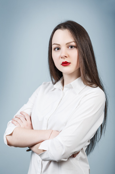 young woman with cross hands - Фото, изображение