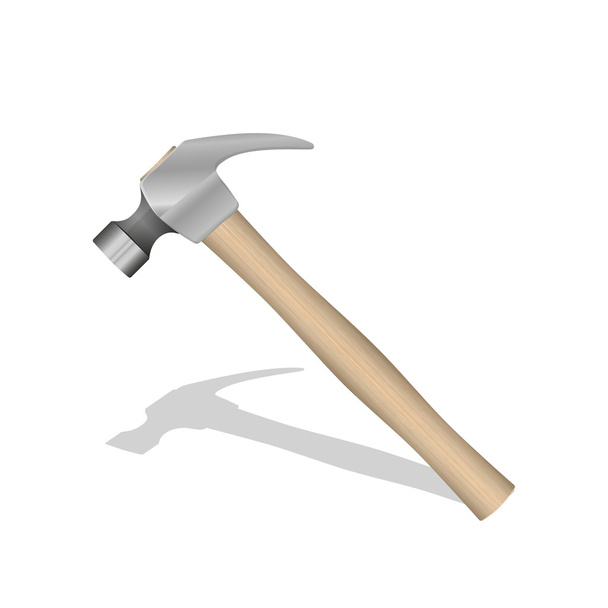 Hammer with wooden handle on a white background - Vector, Image
