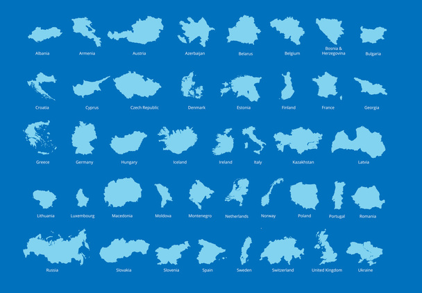 Політична мапа барвисті європейських країн з чітко позначеними, розділених шари. Векторні ілюстрації. - Вектор, зображення