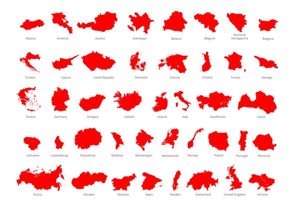 Kleurrijke Europese landen politieke kaart met duidelijk gelabelde, gescheiden lagen. Vectorillustratie. - Vector, afbeelding