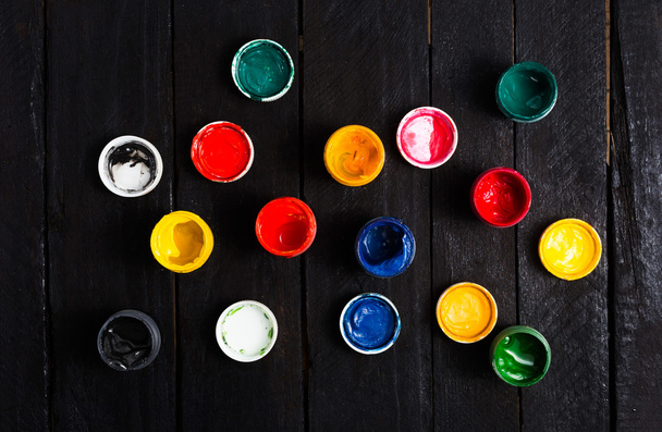 Jars of gouache paints. - Photo, Image