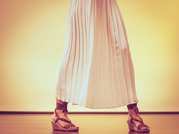 summer fashionable shoes on female legs. - Fotoğraf, Görsel