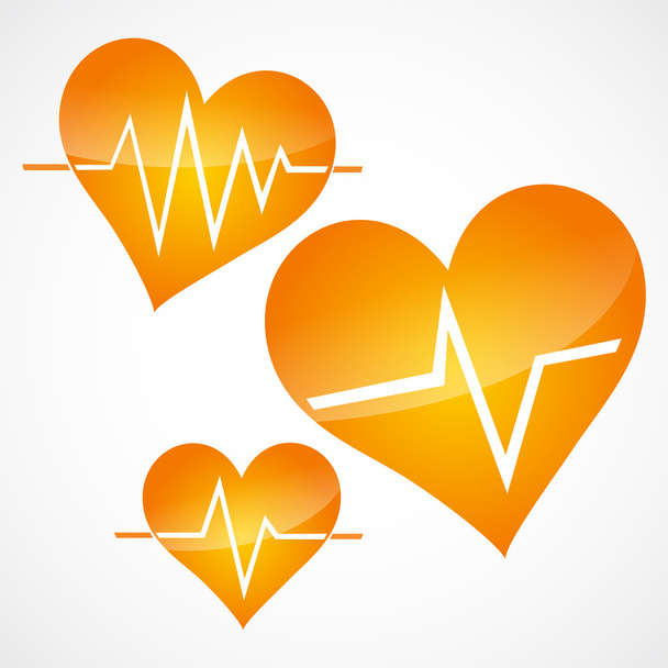 Herz- und Herzschlag-Vektorsymbole - Vektor, Bild