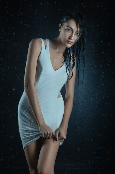 Wet woman in a dress. - Photo, Image