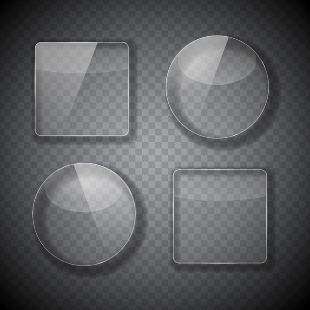 Glazen rand, rechthoekige en ronde knoppen op geruite Abstrac - Vector, afbeelding
