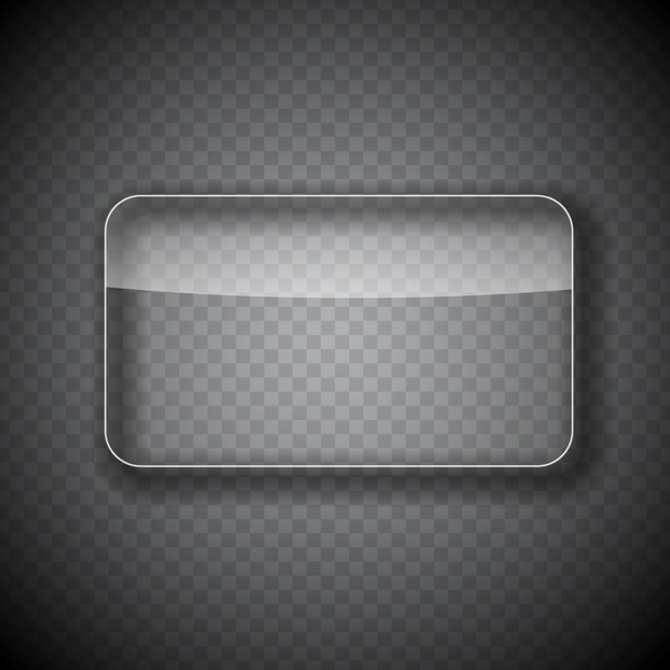 Γυαλί κορνίζα, ορθογώνιο κουμπί σε καρώ αφηρημένη διαφανές καμπίνα - Διάνυσμα, εικόνα