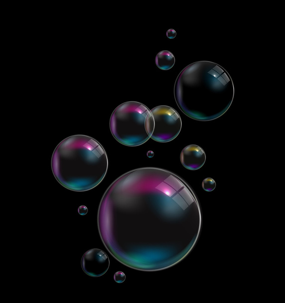 Transparent Bubbles on Dark Background. Vector Illustration - ベクター画像