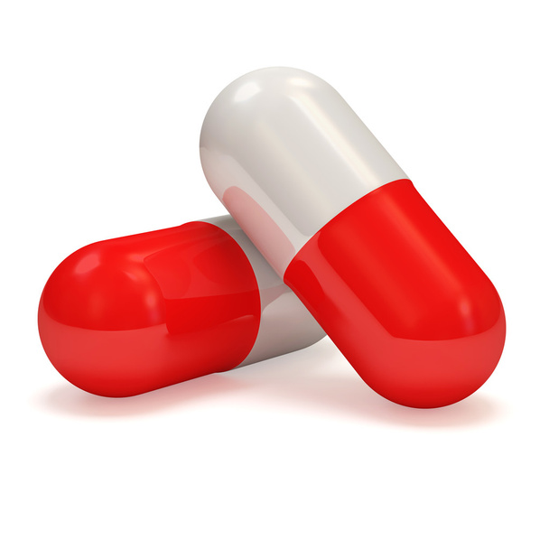 Red Pills on white background - Φωτογραφία, εικόνα