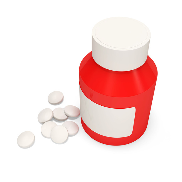 Bottle of Pills on White Background - Foto, imagen