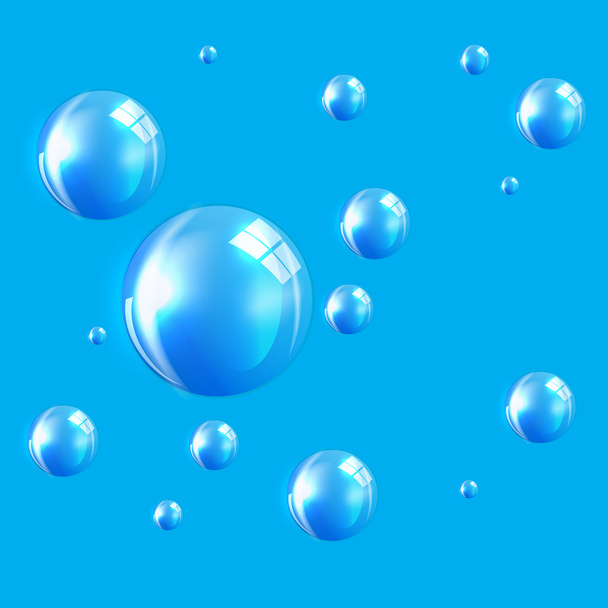 Transparent Bubbles on Blue Background. Vector Illustration - ベクター画像