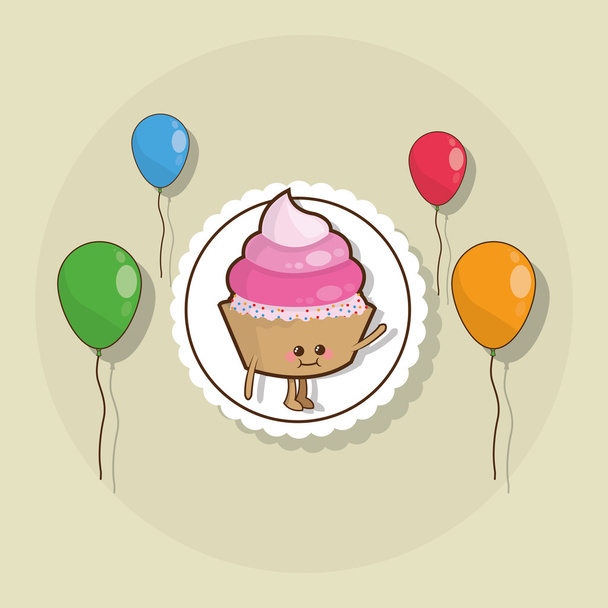 Alles Gute zum Geburtstag und Muffin-Design, Vektorillustration - Vektor, Bild