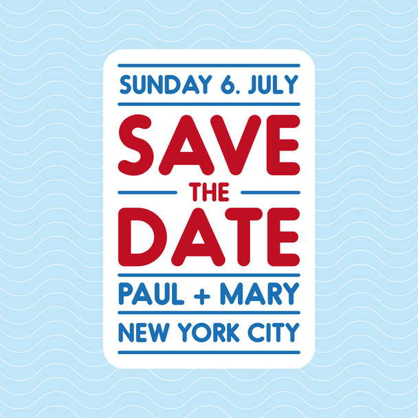 Typographic blue wedding announcement - Save the date - Vector, Image
