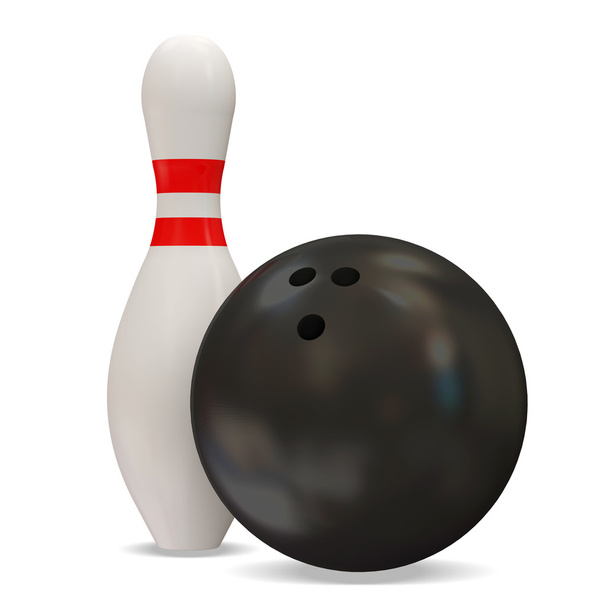 3d Bowling Ball and Pin on white background - Valokuva, kuva