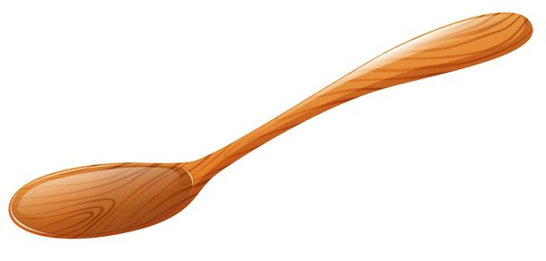 Cucchiaio di legno su sfondo bianco - Vettoriali, immagini