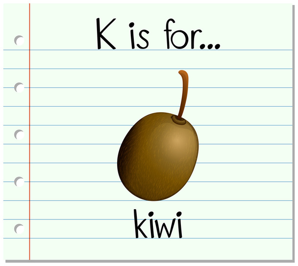 Kartičky písmeno K je pro kiwi - Vektor, obrázek