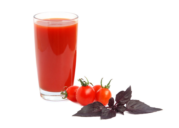 Tomato juice and red basil - Fotoğraf, Görsel