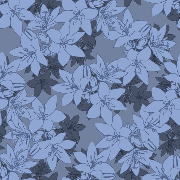 Leaf background. Floral seamless texture with lily - Vector, imagen