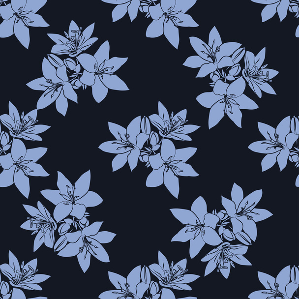 Leaf background. Floral seamless texture with lily - Вектор,изображение