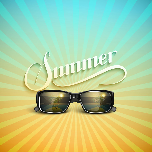 Summer retro label with sunglasses - Вектор, зображення