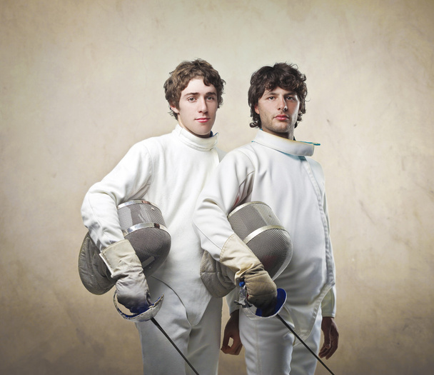 Couple of male fencers - 写真・画像