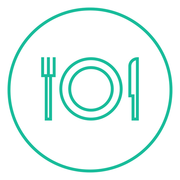 Plate with cutlery line icon. - Vektor, Bild