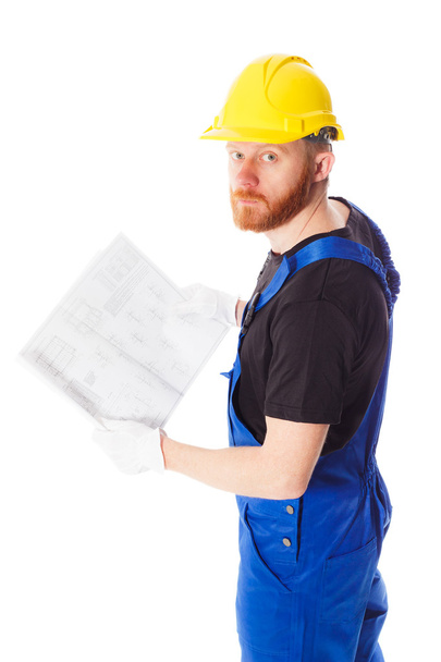 Man builder in the uniform, isolated - Photo, Image
