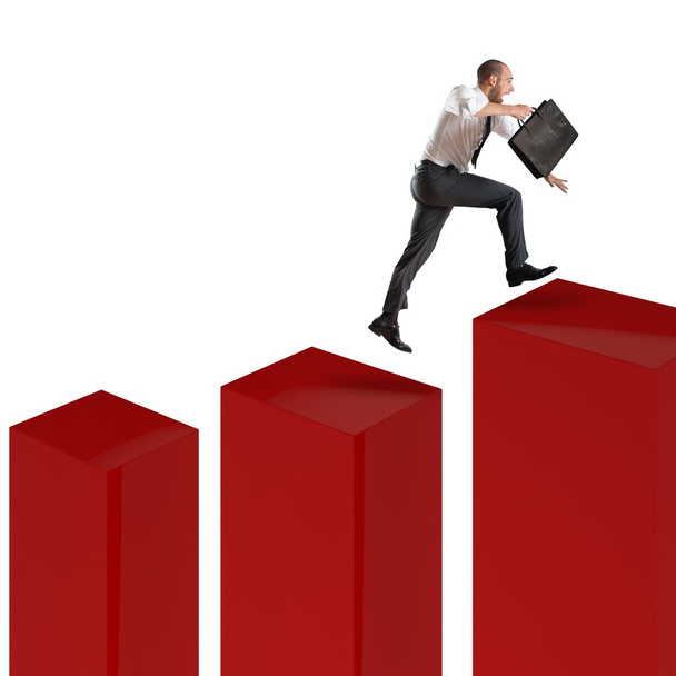 Επιχειρηματίας τρέχει και άλματα σε στατιστική - Φωτογραφία, εικόνα