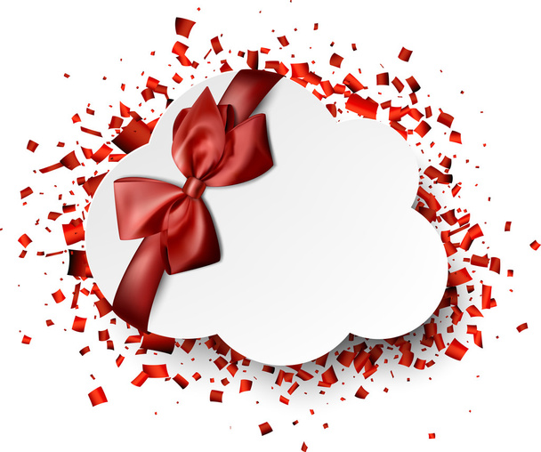 Background with red confetti and bow - Vector, imagen
