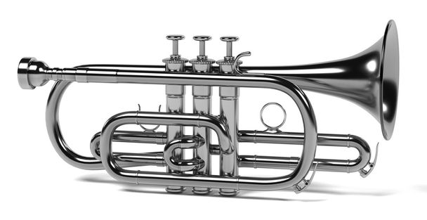 3D-rendering van cornet muziekinstrument - Foto, afbeelding