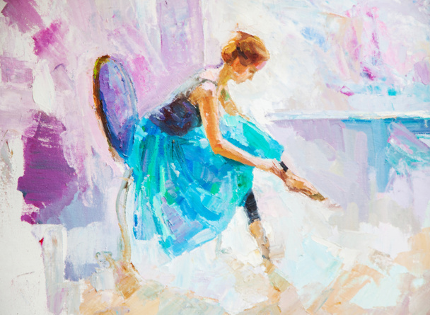 olieverfschilderij, meisje ballerina - Foto, afbeelding