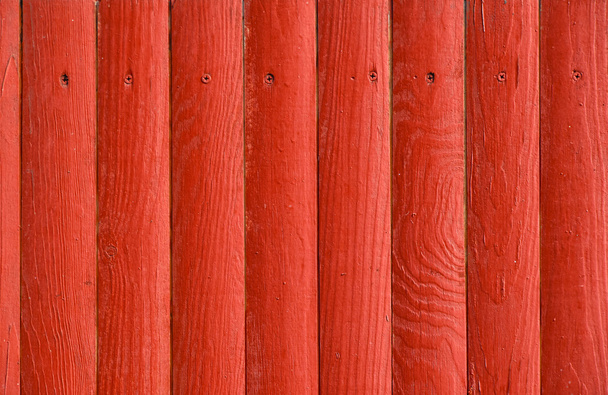 Red grunge painted wooden planks panel - Photo, Image