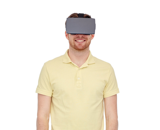 happy man in virtual reality headset or 3d glasses - Zdjęcie, obraz