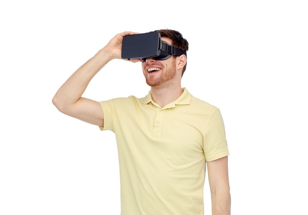 happy man in virtual reality headset or 3d glasses - Fotografie, Obrázek