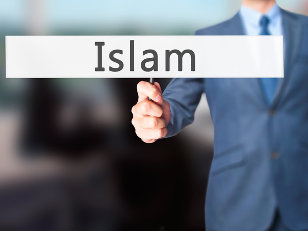 Islam - Empresario mano sosteniendo el cartel
 - Foto, Imagen